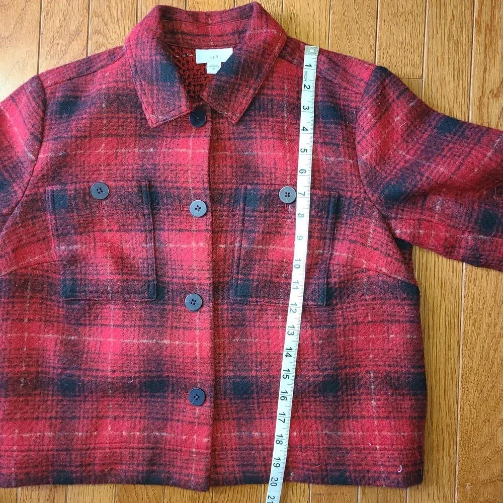J. Jill Jacket Womens Size XS Red Plaid Barn Chore Red‎ Classic Button Outdoor